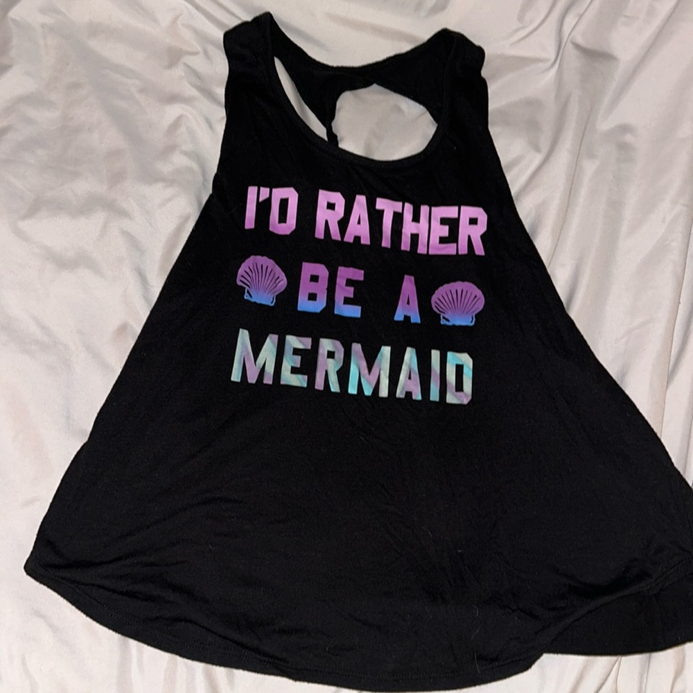 Fifth Sun, Large, Black, Mermaid themed Tank Top